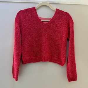 Franki Girls Cozy Red Knit V-Neck Sweater Size 12